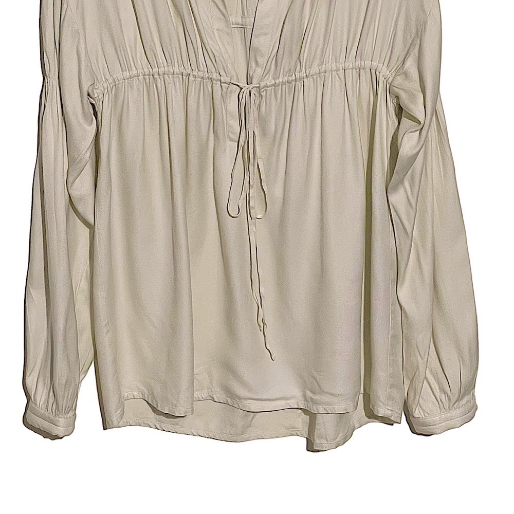 Iro Beige Long Sleeve Drawstring Split Neck Blous… - image 5